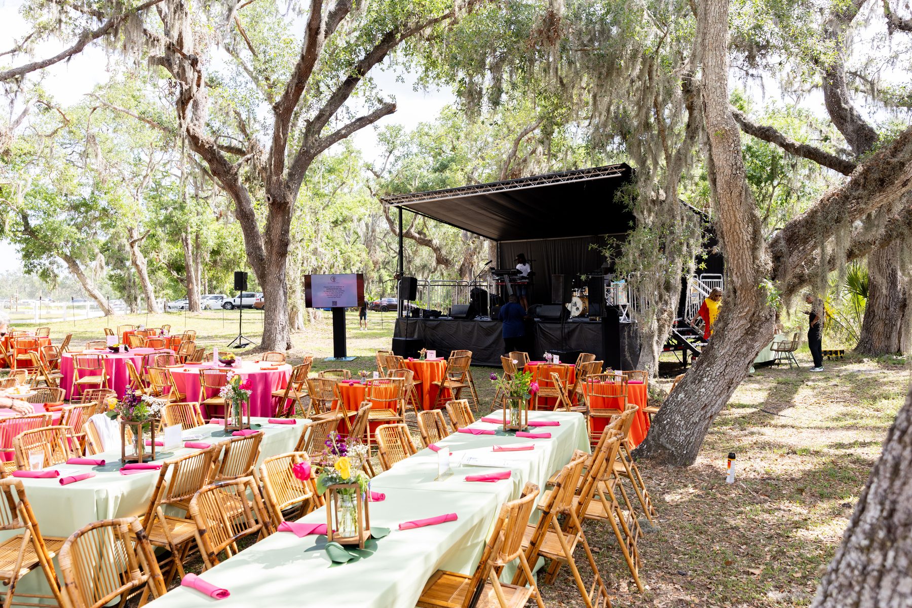 Guests toasting during an evening reception