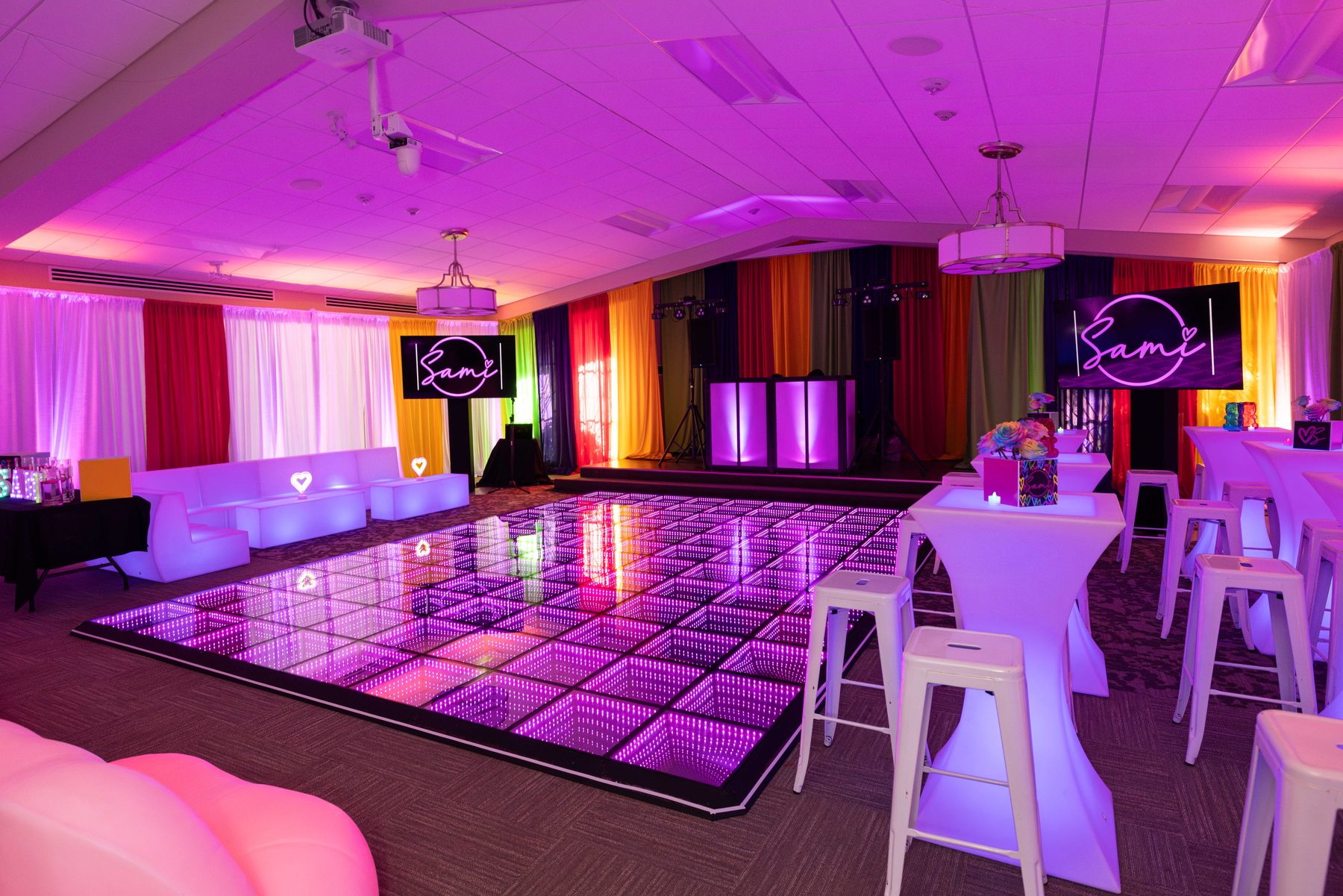 Mitzvah lounge design planned by Kingsley Event Consulting